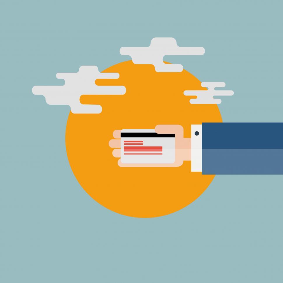 Free Image of Businessman holding bank card in flat design style	  