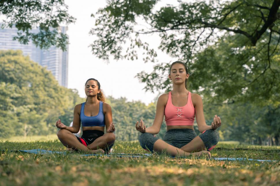 Fit Woman Doing Yoga In The Park Stock Photo - Download Image Now