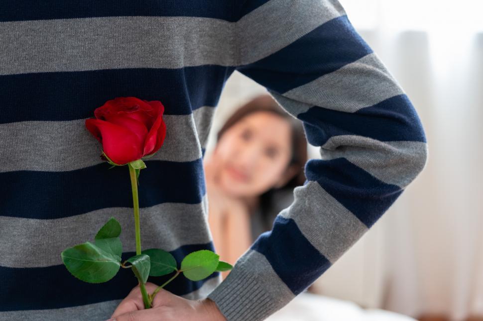 Free Image of Unexpected moment valentine day, Young Couple in Love 