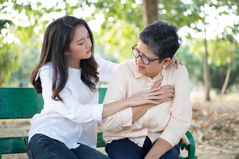 Free Image of Senior woman suffering from chest pain 