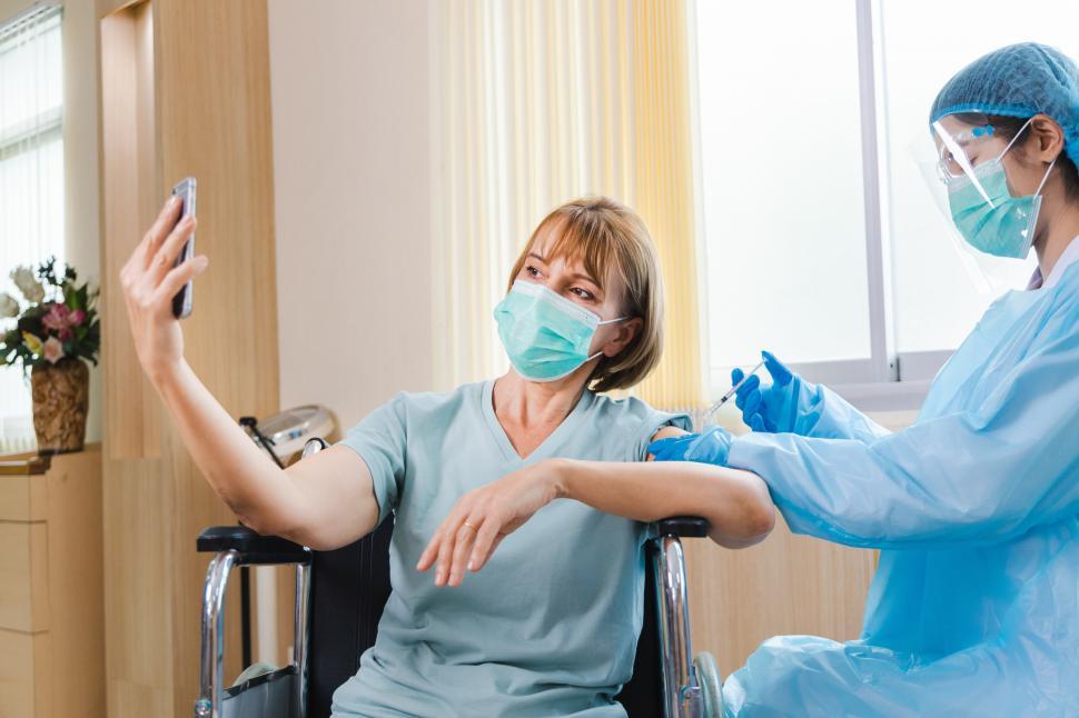 Free Stock Photo of Vaccine selfie