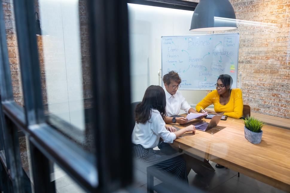 Free Image of Black woman manager and asian team in business meeting 