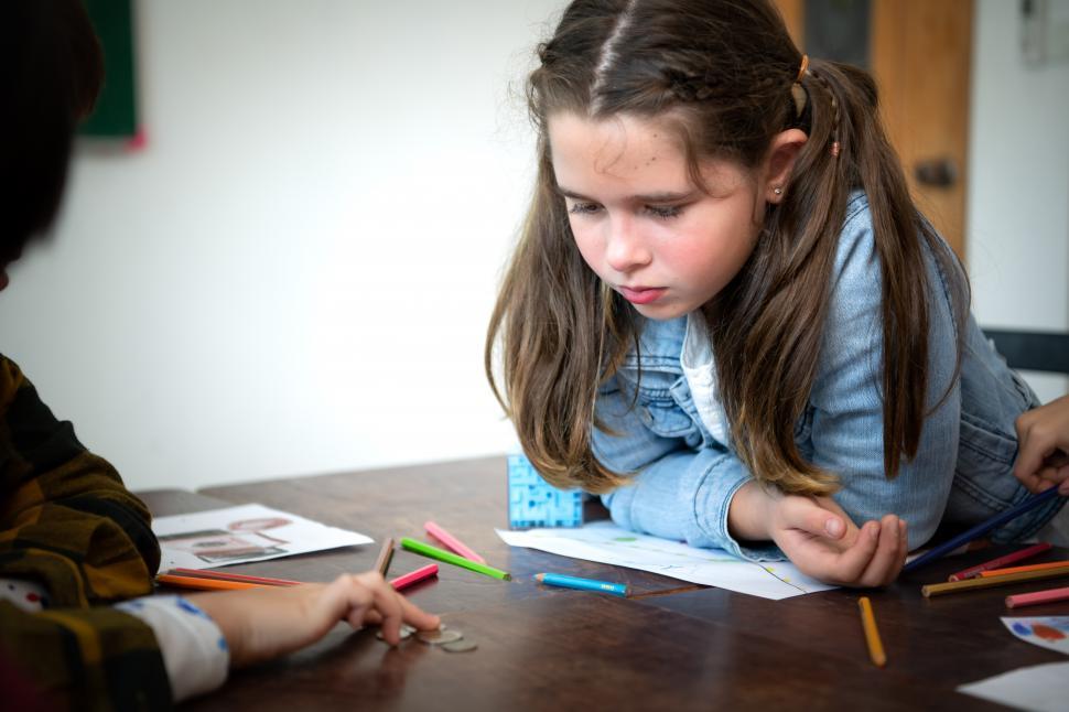 A student learning about money