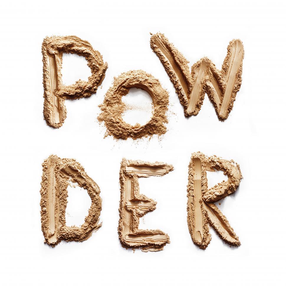 Free Stock Photo of powder word from powder on white separate