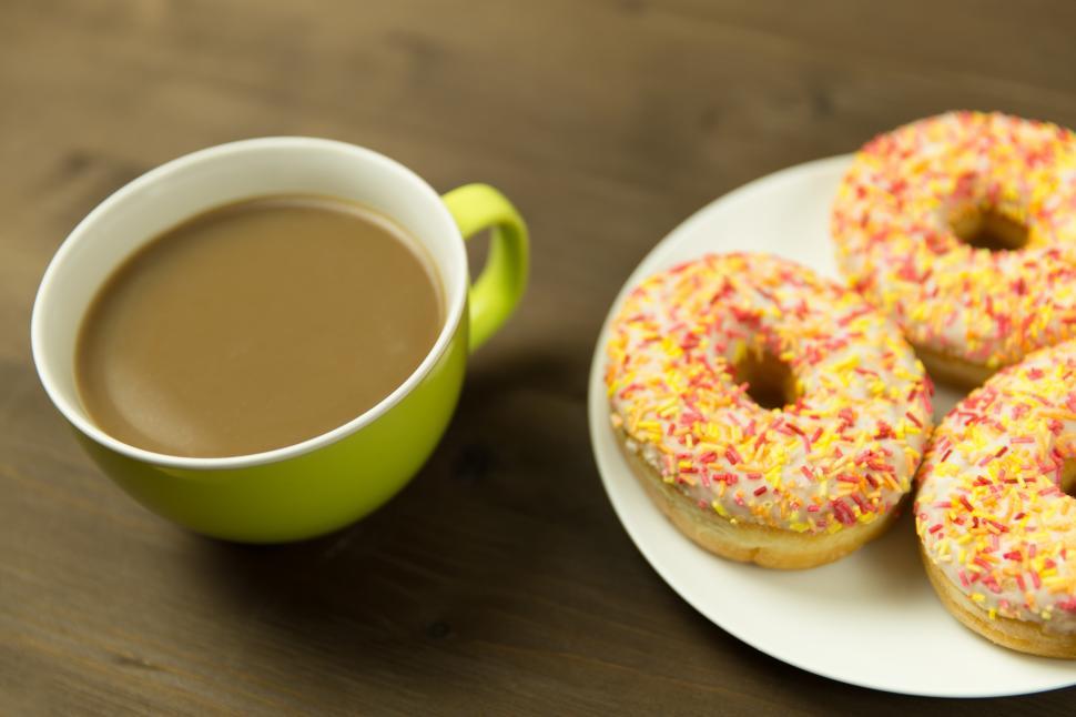 Free Image of Donuts &amp Coffee Free Stock Photo 