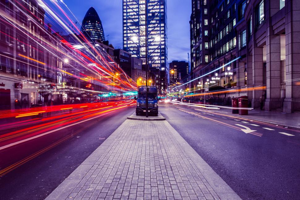 Free Image of London Light Trails Night Free Stock Photo 