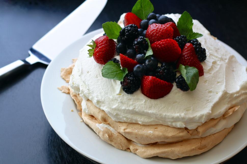 Free Image of A plate of food with fruit on top 