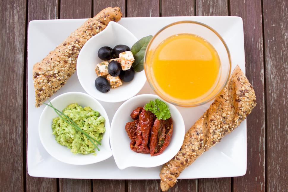 Free Image of A plate of food on a table 