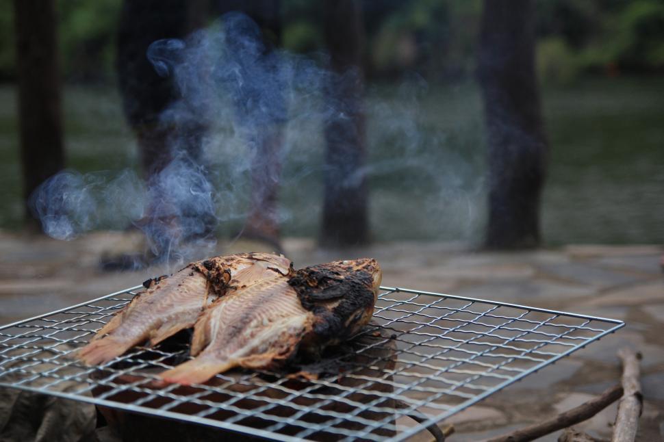 Free Image of A fish on a grill 