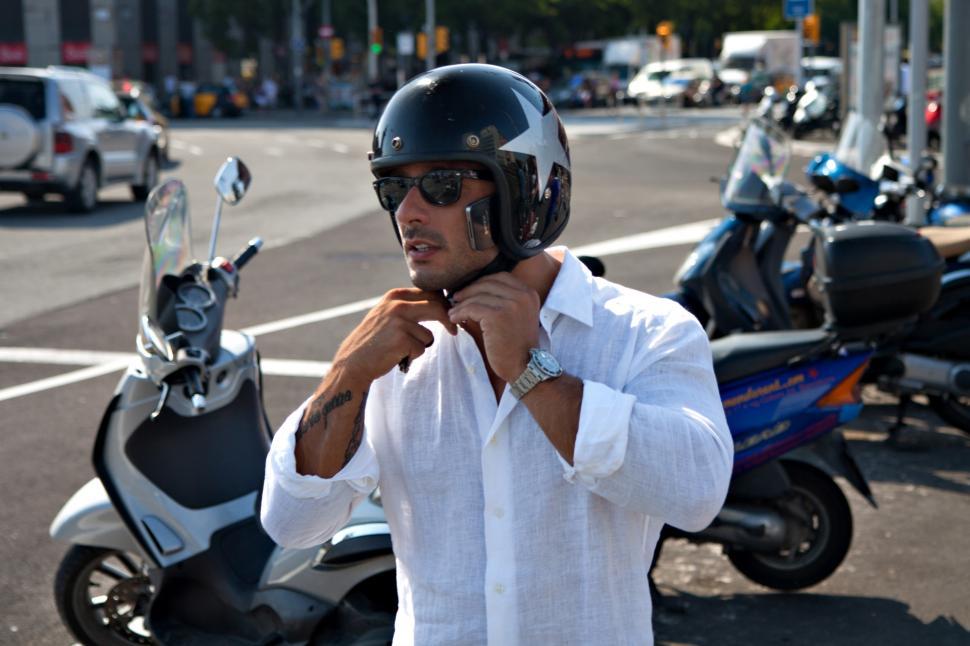 A man wearing a helmet