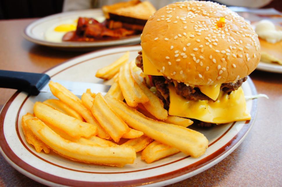 Free Image of Burger &amp Fries Free Stock Photo 