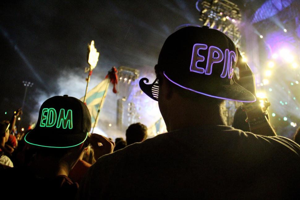 Free Image of A group of people wearing hats with lights 