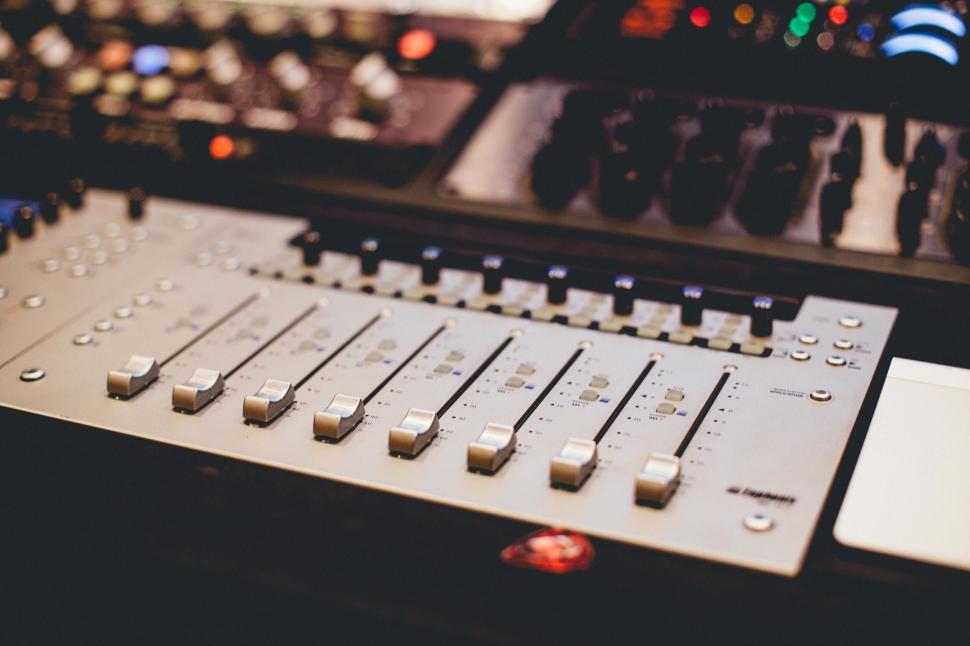 Free Image of A close up of a sound mixer 
