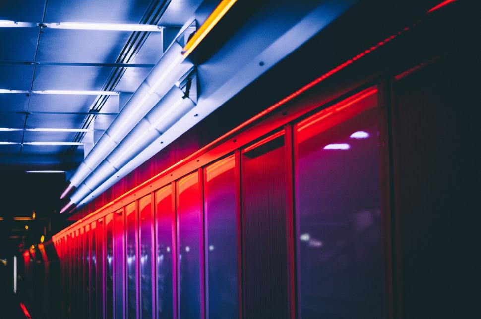 Free Image of A row of glass doors 