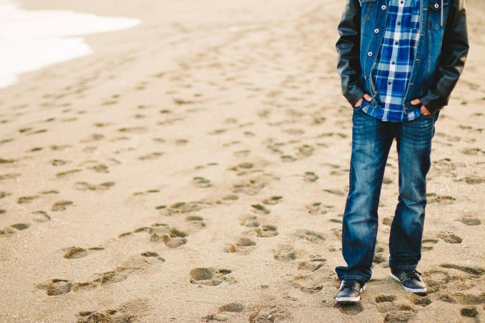 Free Image of A person standing on a beach 