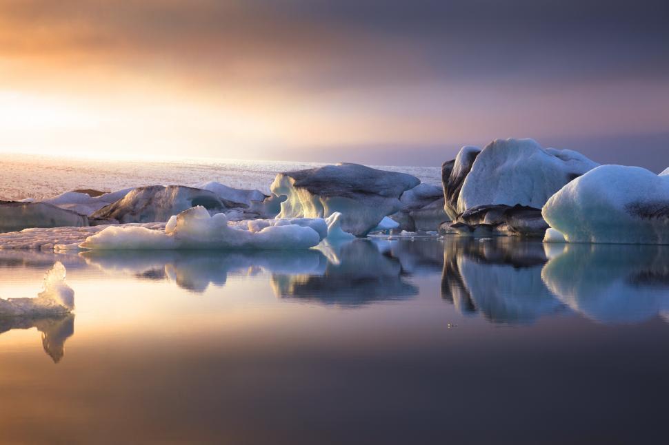 Free Stock Photo of Icebergs in the water with a cloudy sky | Download ...