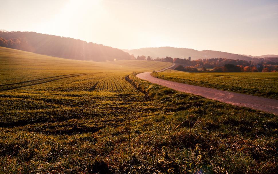 Free Image of A road through a field 