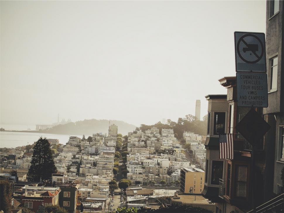 Free Image of A city with a river in the background 