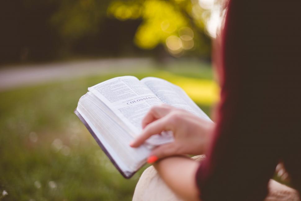 Free Image of Close-up of open book with blurred background 
