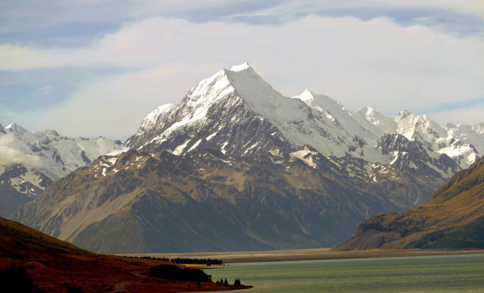Free Image of Majestic mountain landscape with lake view 