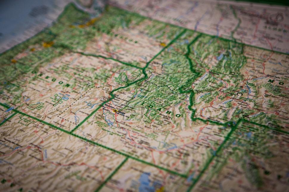 Free Image of Close-up of detailed geographic map 
