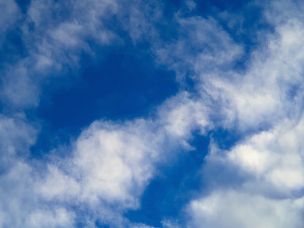 Free Stock Photo of Fluffy white clouds scattered across blue sky ...