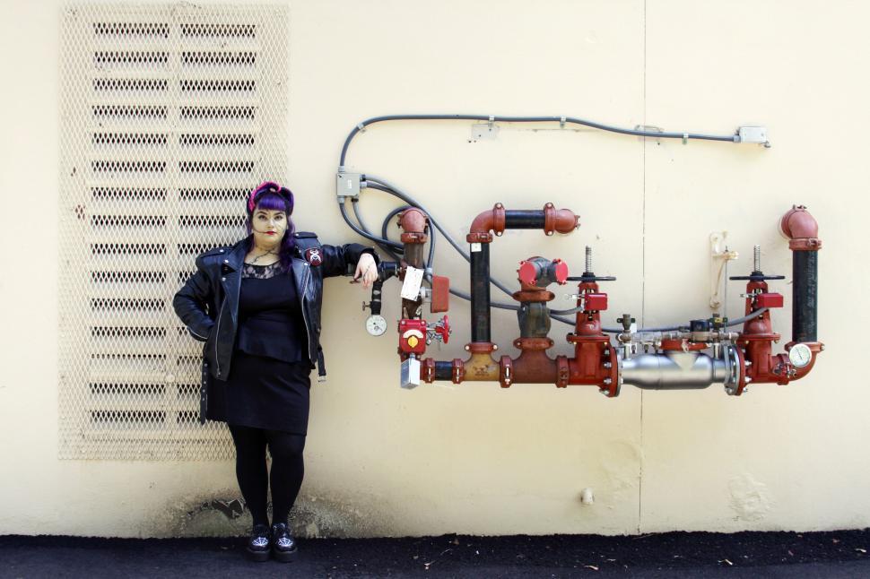 Free Image of Young woman with colorful hair by valves 