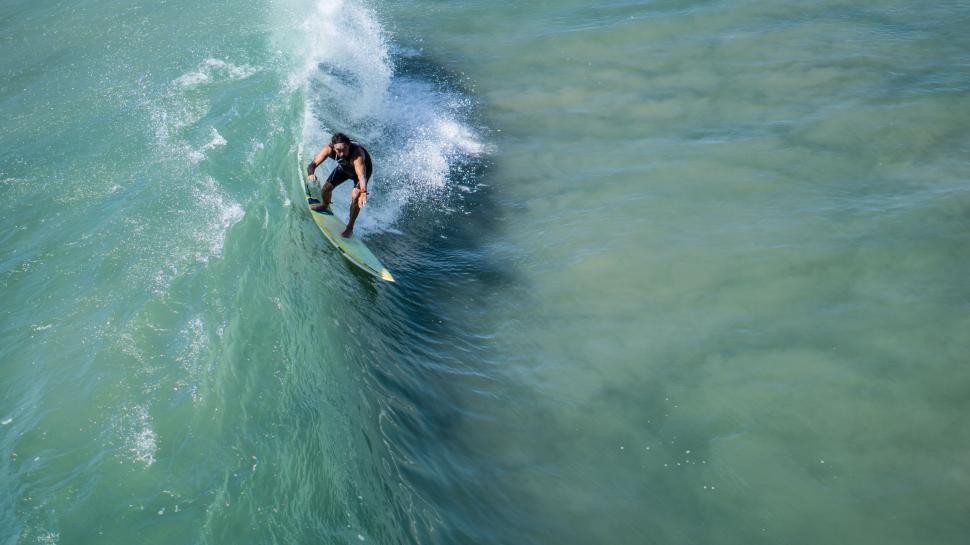 Free Stock Photo of Solo surfer riding a blue wave | Download Free Images and Free Illustrations