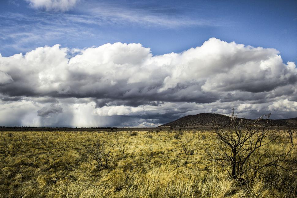 Free Image of Picturesque clouds above expansive grassland 