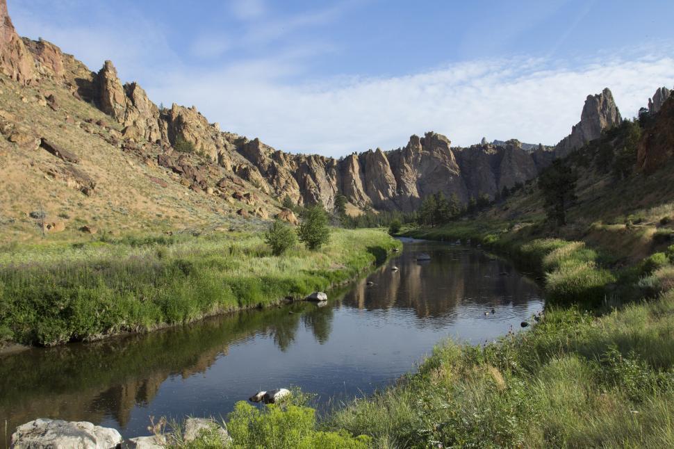 Free Image of Mountainous landscape with meandering river 