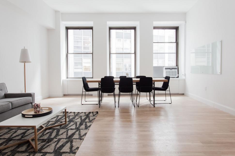 Free Image of Bright Modern Living Room with Dining Area 