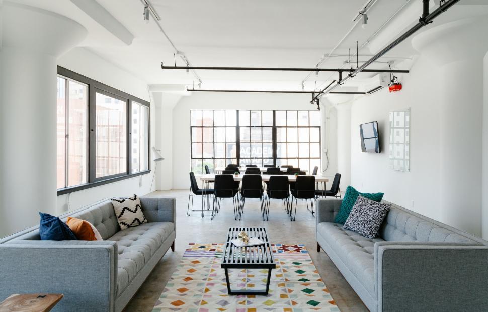 Free Image of Spacious modern living room with natural light 