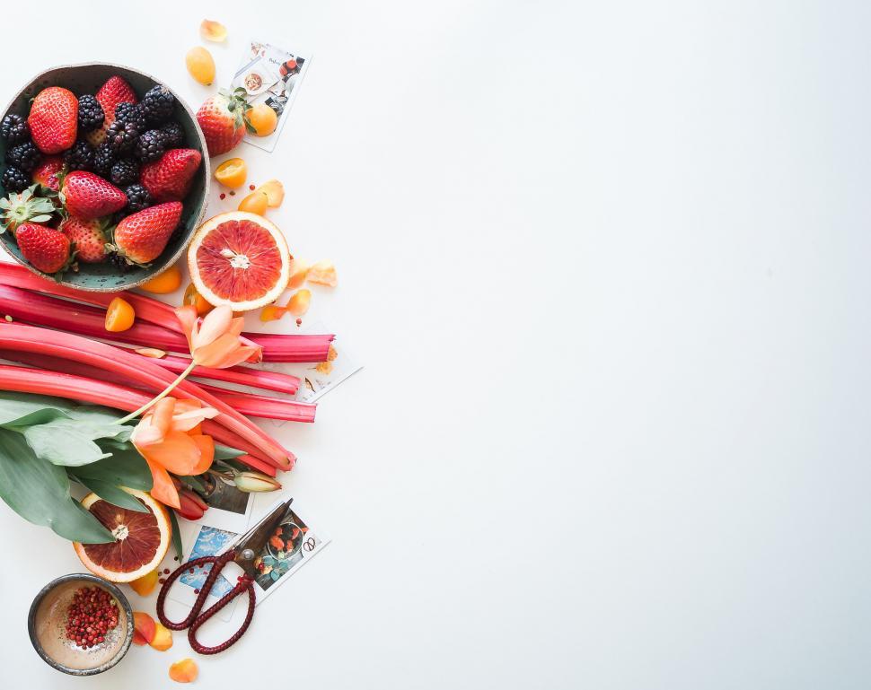 Free Image of Fresh fruit arrangement on white space 