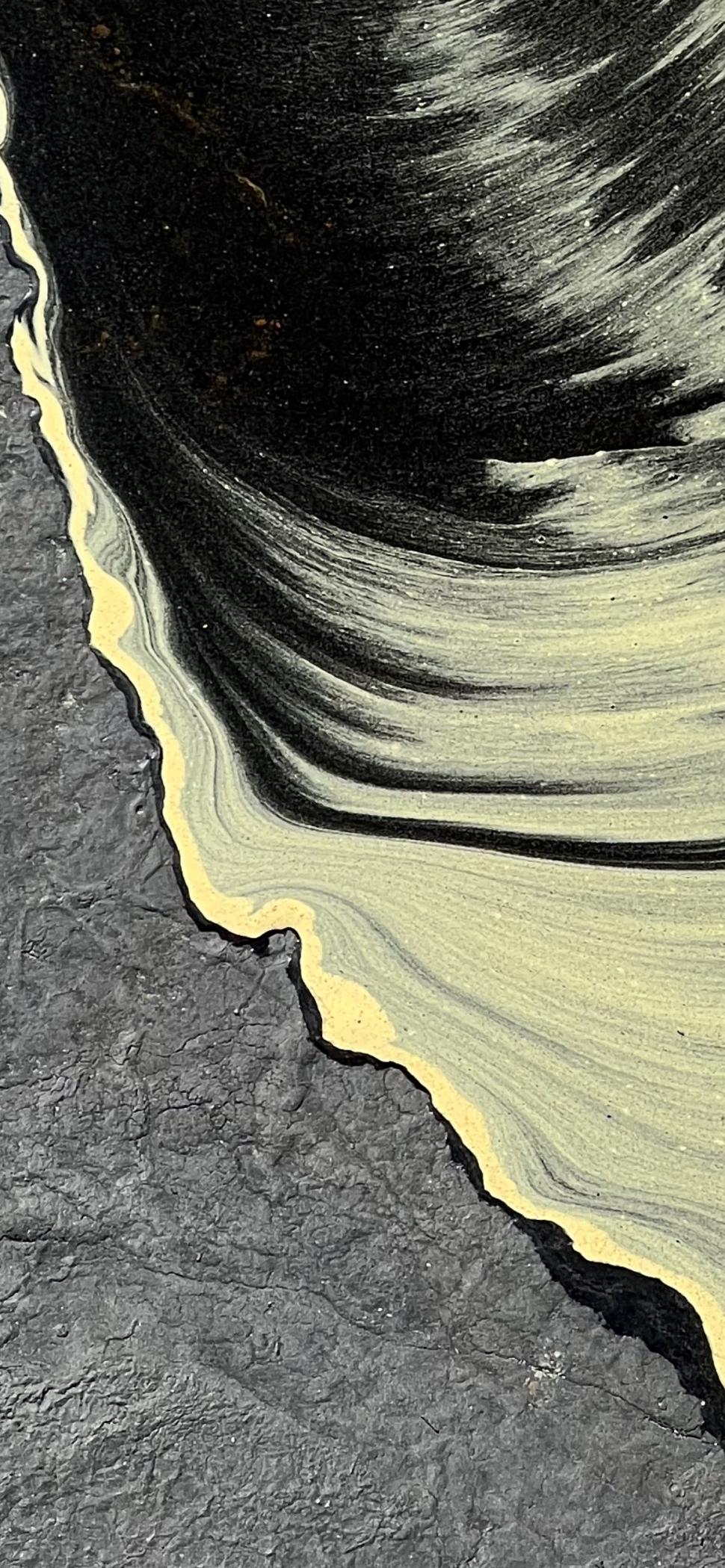 Free Stock Photo of Pollen in a puddle makes black and yellow patterns ...