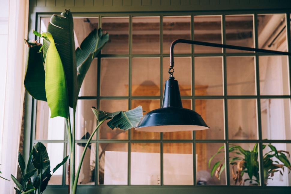 Free Image of Indoor design with a suspended lamp 