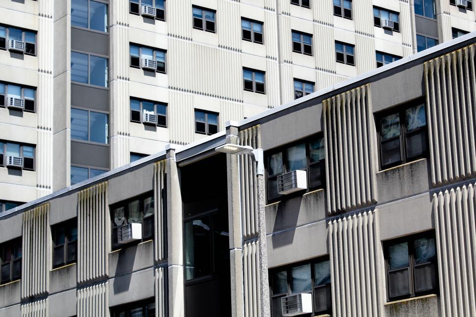 Free Image of Modern architecture with contrasting textures 