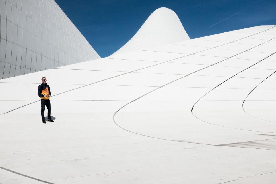Free Image of Minimalistic image of a person at a museum 