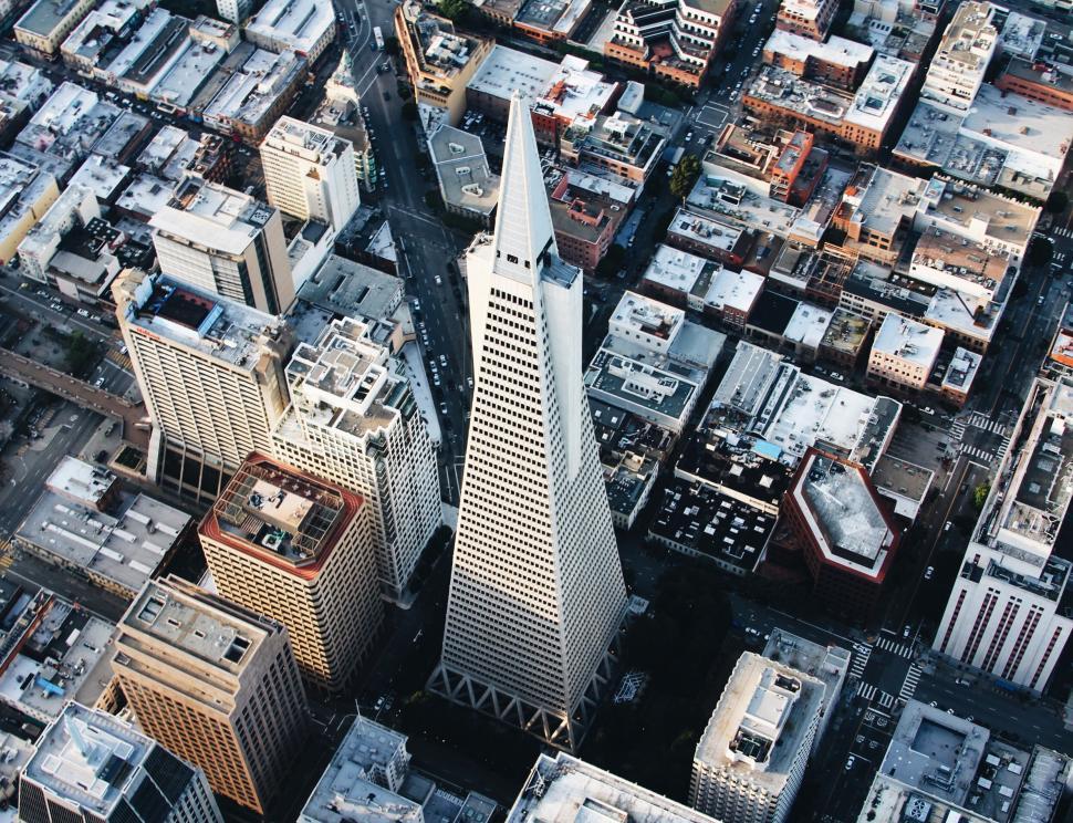 Free Image of Aerial view of cityscape and skyscrapers 