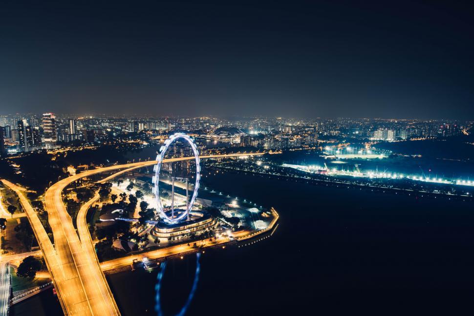 Free Image of Night view of illuminated cityscape 