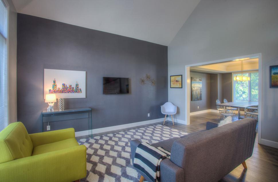 Free Image of Stylish modern living room with bright accents 