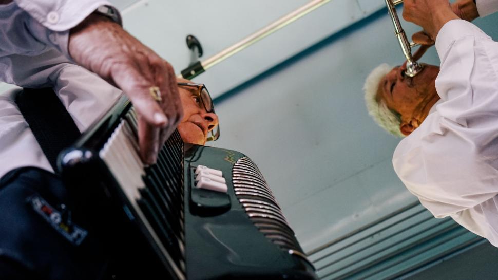 Free Image of Senior musicians playing the accordion 