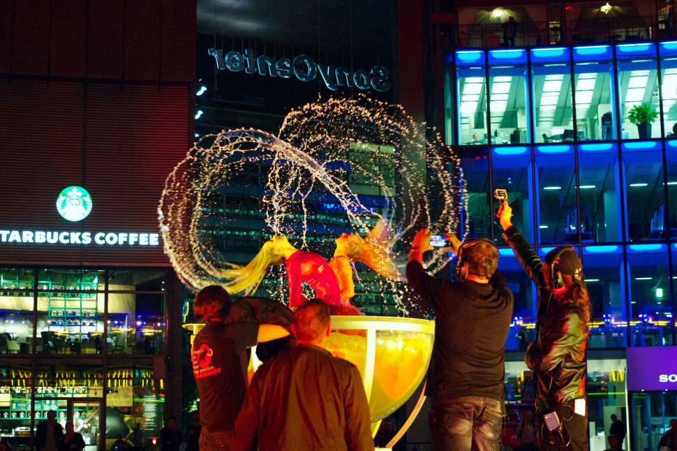 Free Image of Captivating water fountain show in city 