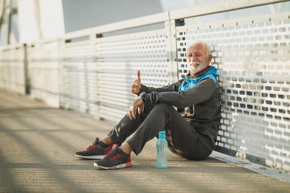 Free Image of Happy senior man resting after workout 