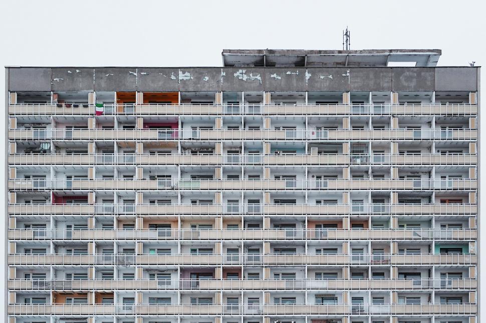 Free Image of Facade of a populated high-rise apartment building 