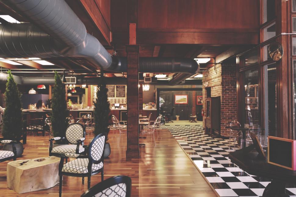 Free Image of Elegant indoor scene of a vintage restaurant 