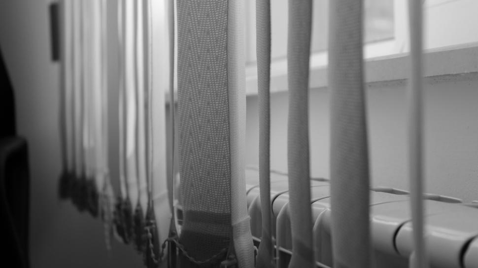 Free Image of Monochrome close-up of vertical blinds 