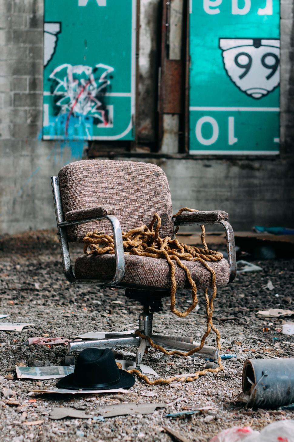 Free Stock Photo of Abandoned decaying chair in an urban setting ...