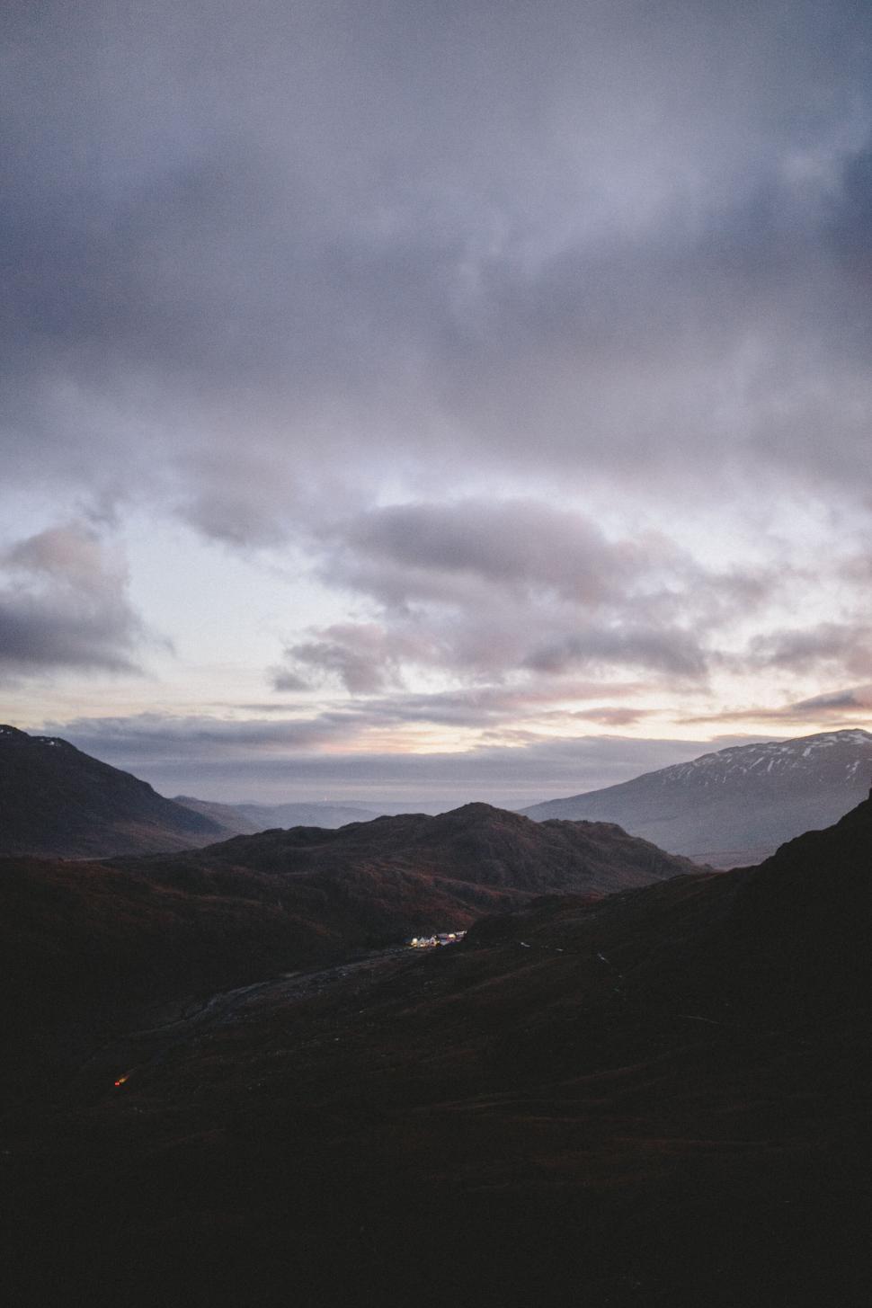 Free Image of Mountainous landscape at twilight 