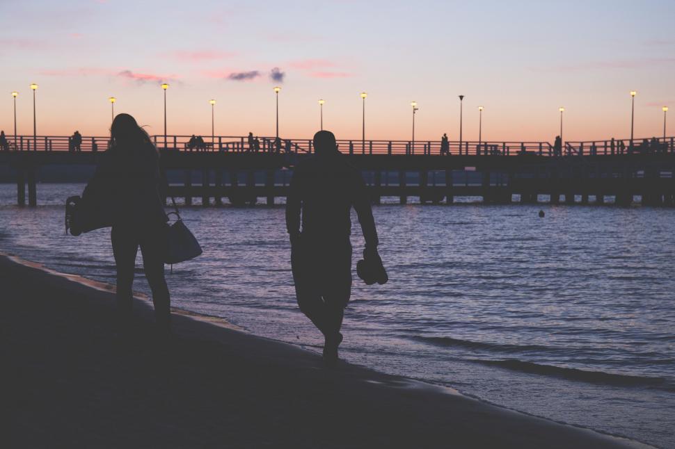 Free Image of Silhouettes against a twilight sky 