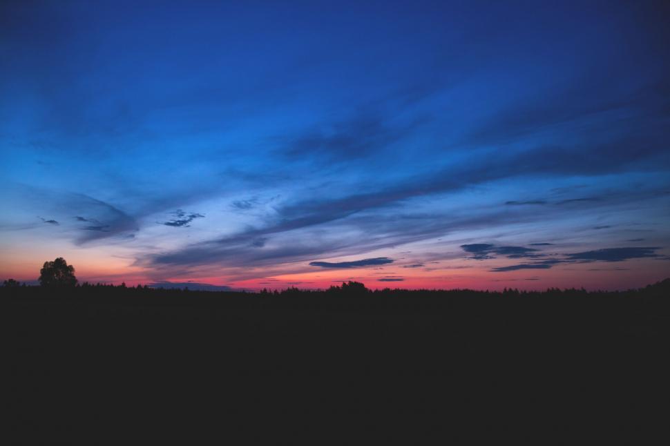 Free Image of Sunset with vibrant colors and silhouette forest 